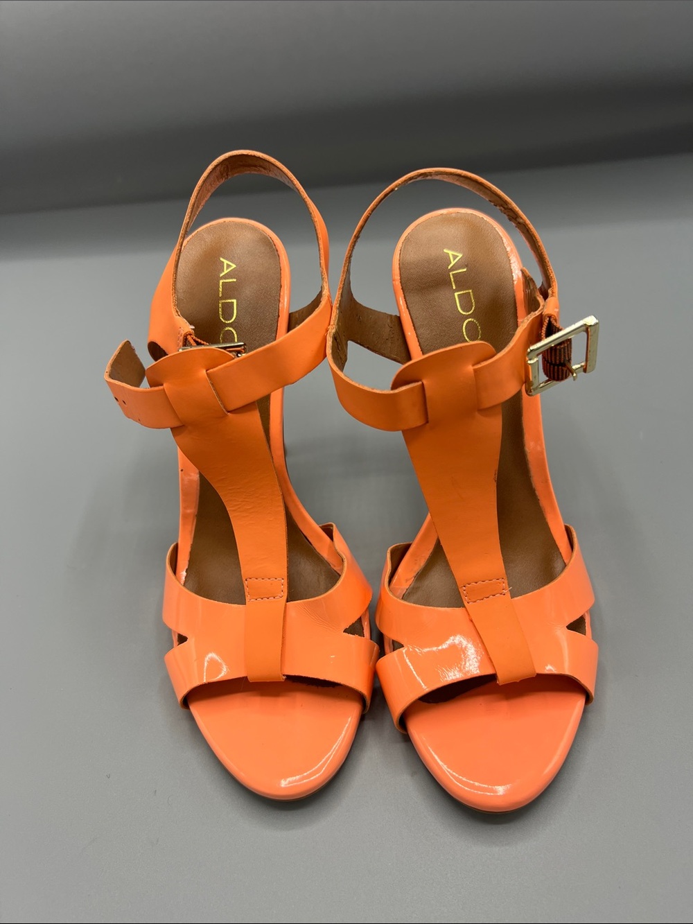 Aldo Women's Orange Strappy High-Heel Sandal size 7.5 - Picture 2 of 9